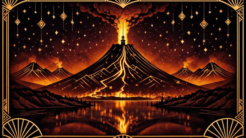 Clubs libertins Puy-de-Dôme - illustration Art Déco volcans Auvergne et vie nocturne