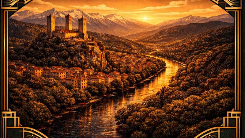 ue art déco de la vallée de l'Ariège avec le château de Foix et les Pyrénées, guide du libertinage dans le département 09