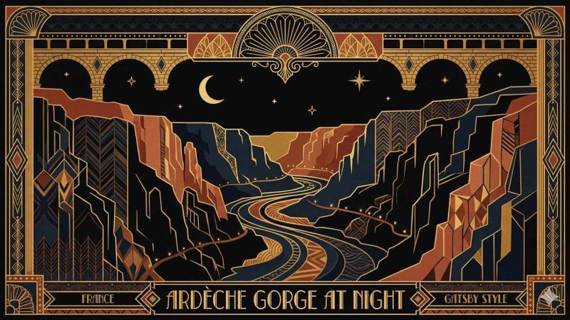 Libertinage en Ardèche - illustration Art Déco gorges de l'Ardèche et rencontres libertines